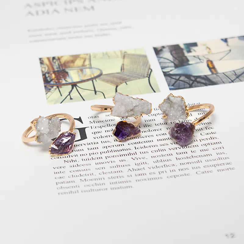 Quartz and Amethyst Gold Ring