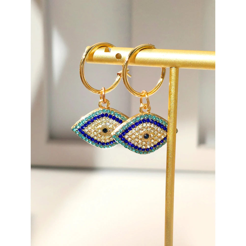 Luxury Crystal Blue Evil Eye Hoop Earrings