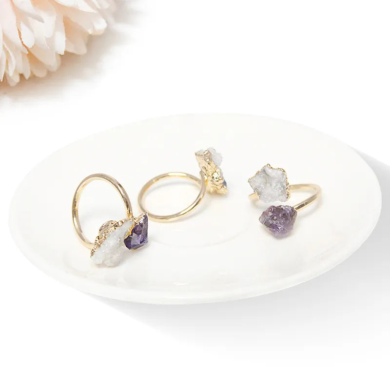 Quartz and Amethyst Gold Ring