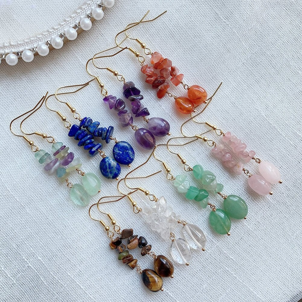 Crystal Chip Stone Earrings