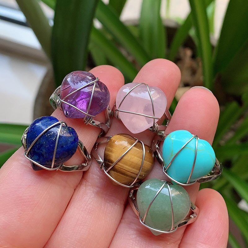 Healing Natural Crystal Rings