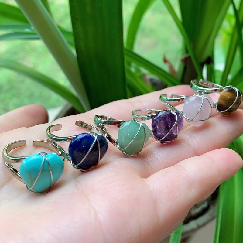 Healing Natural Crystal Rings