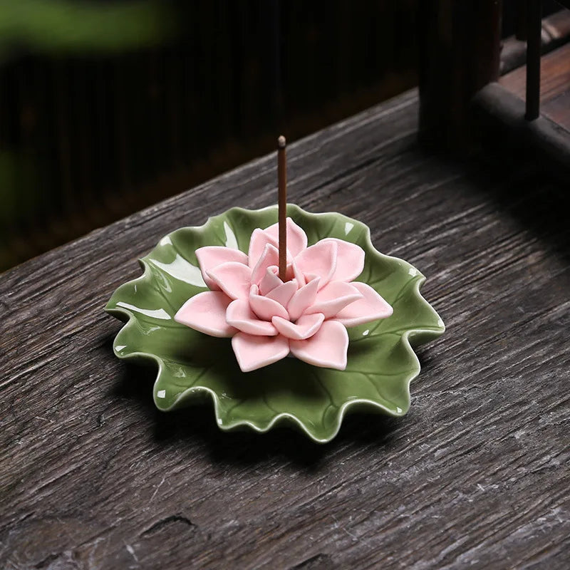 Ceramic Lotus Incense Tray