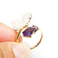Quartz and Amethyst Gold Ring