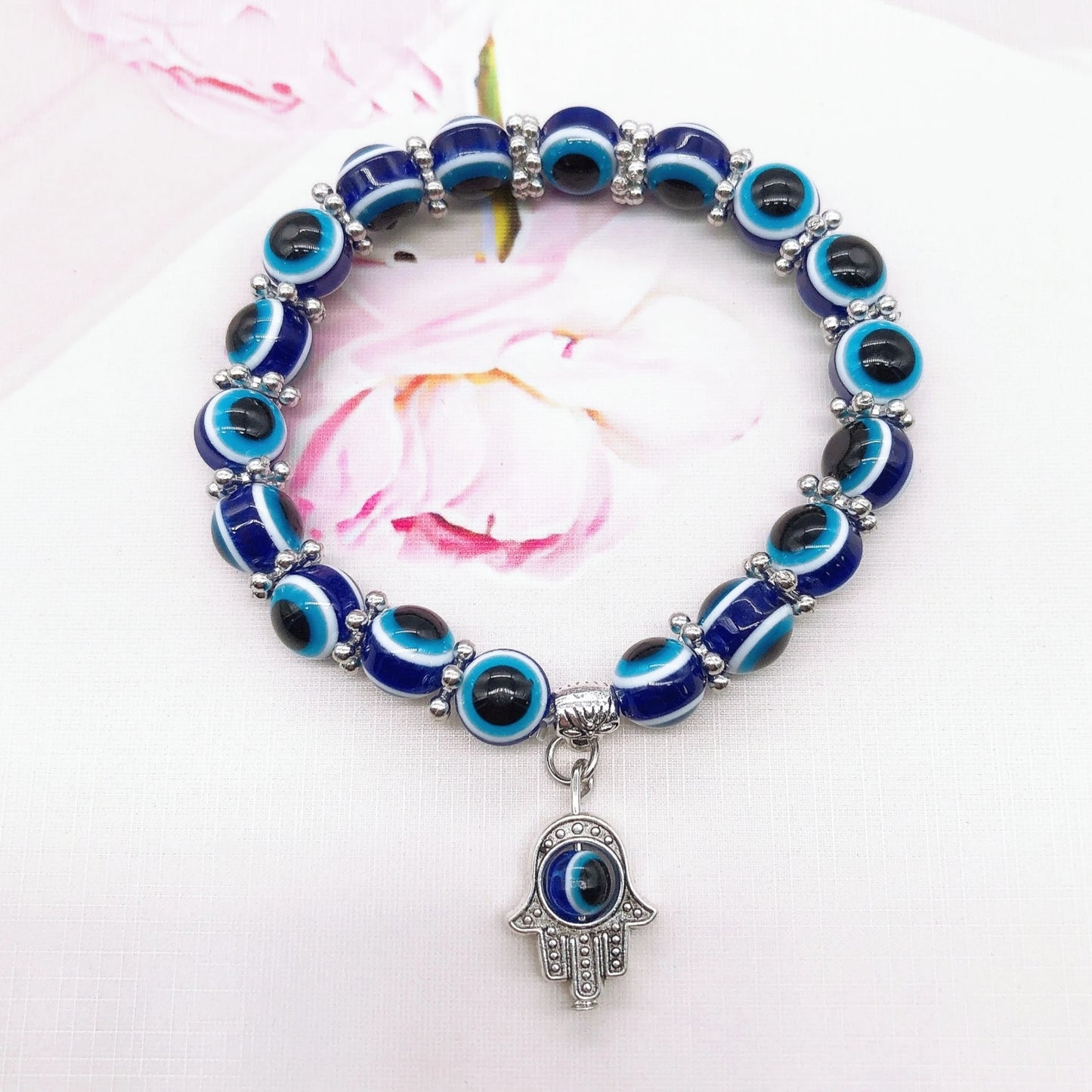 Natural Crystal Evil Eye Bracelet