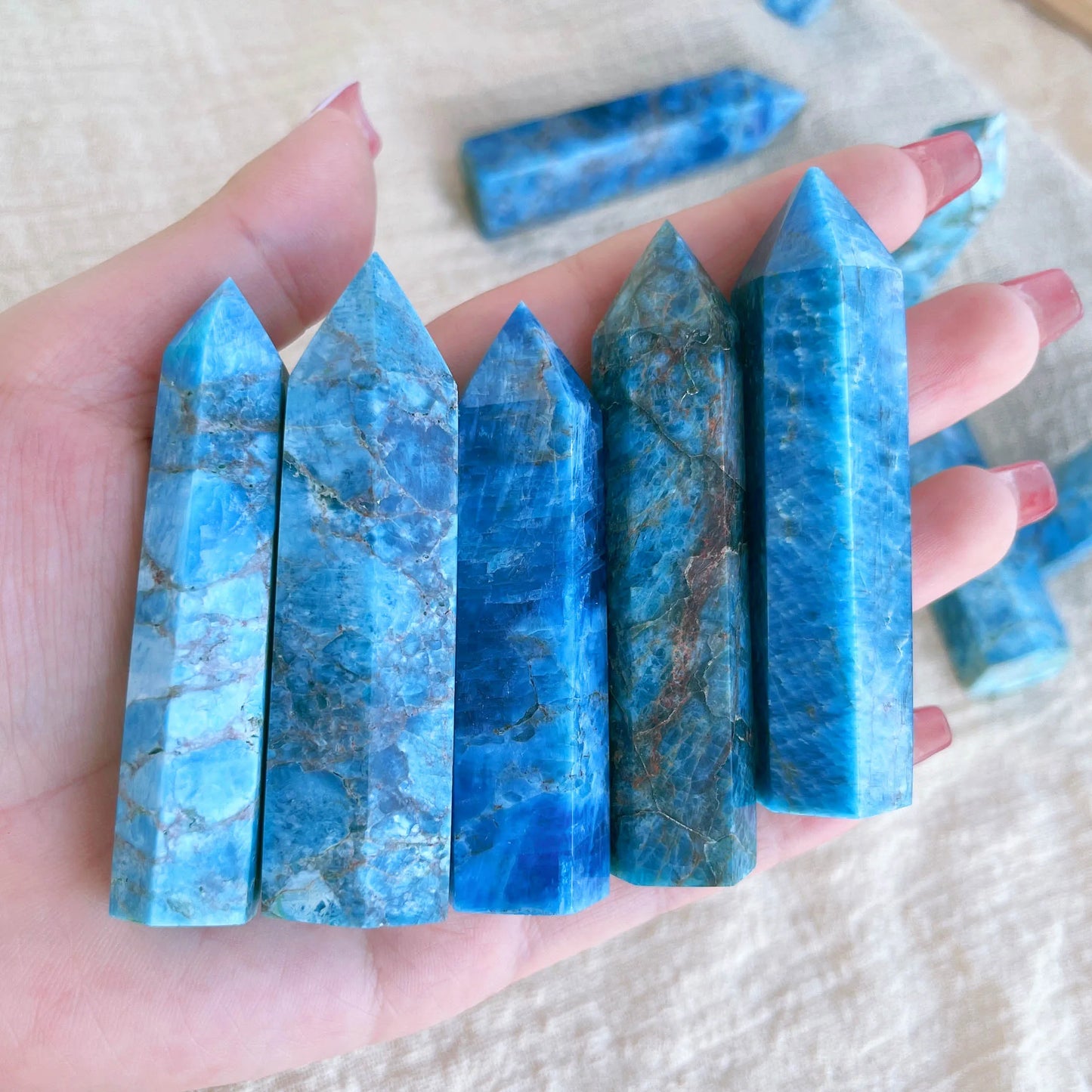 Blue Apatite Crystal Column