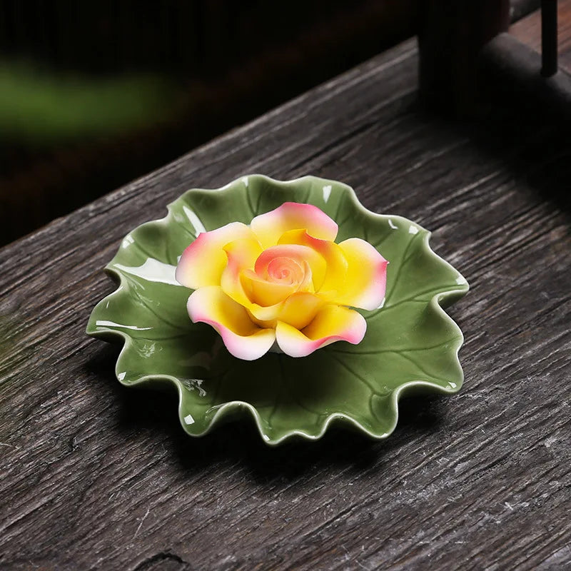 Ceramic Lotus Incense Tray