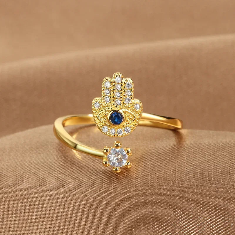 Hamsa Hand Evil Eye Protection Ring