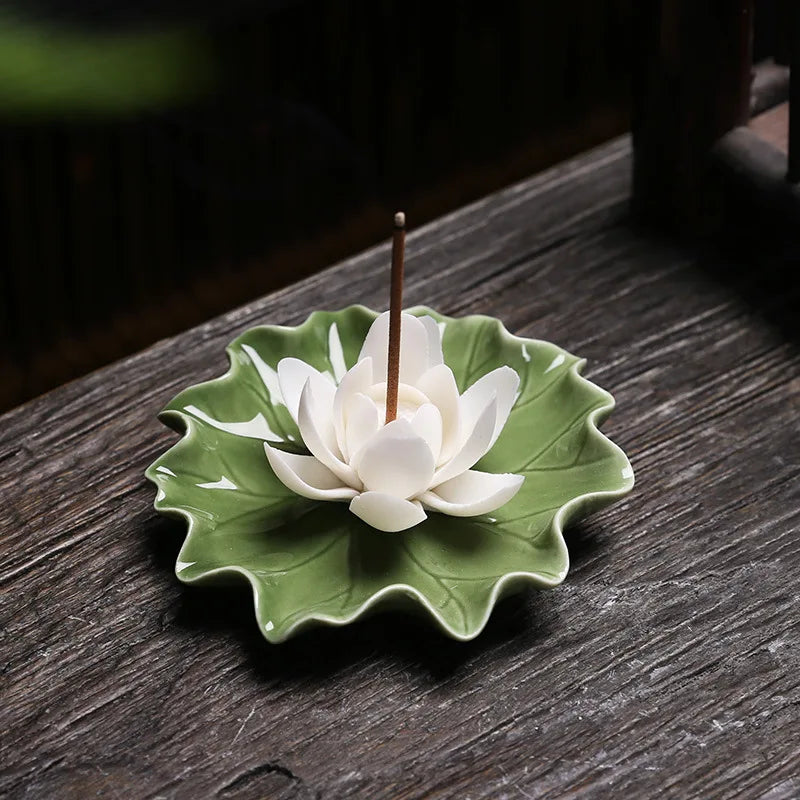 Ceramic Lotus Incense Tray