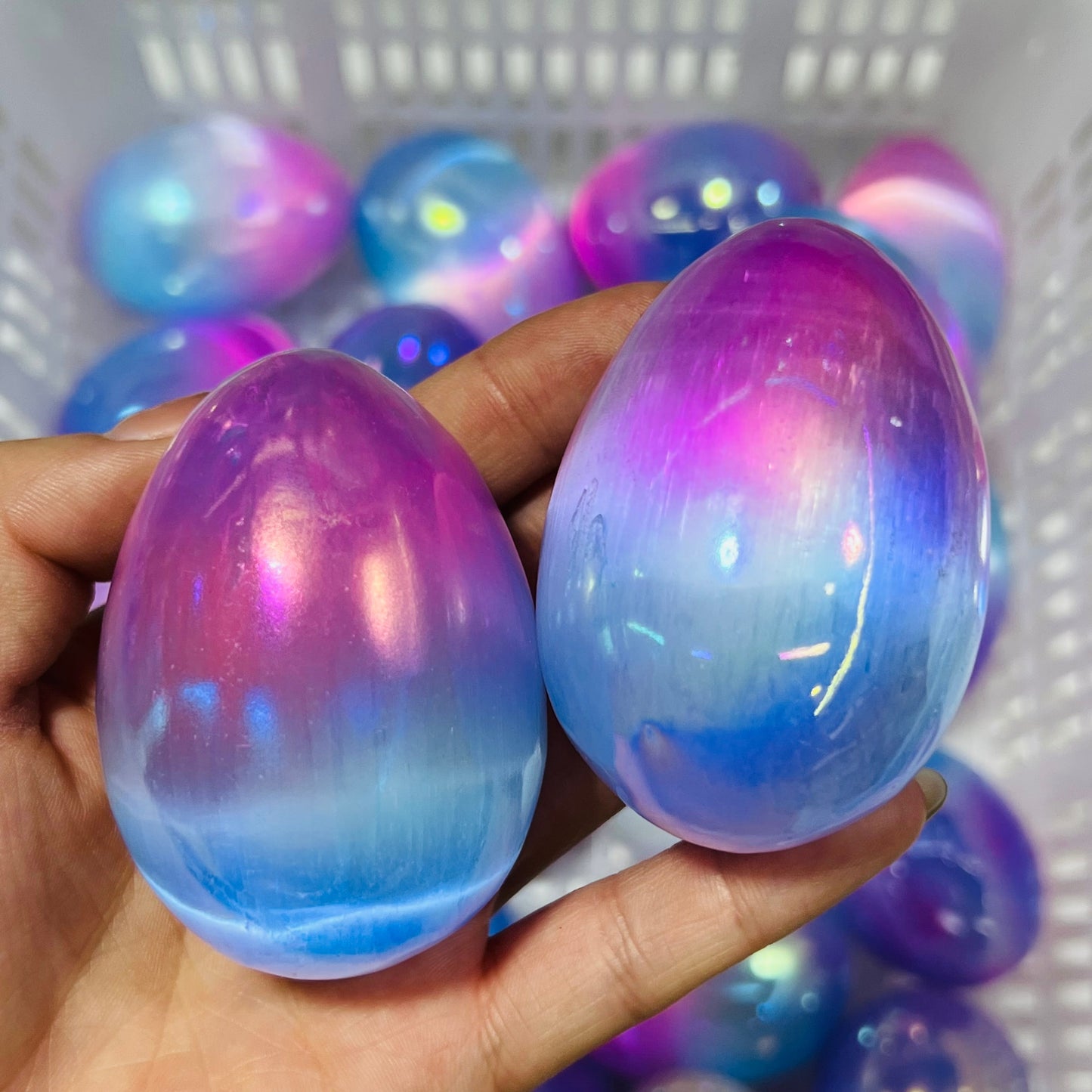 Pink n Blue Selenite Crystal Egg