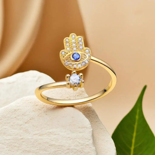 Hamsa Hand Evil Eye Protection Ring
