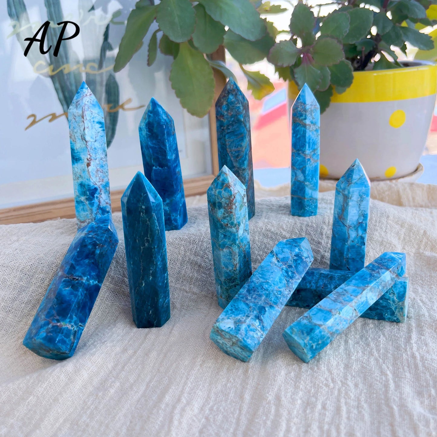 Blue Apatite Crystal Column