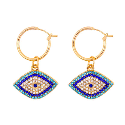 Luxury Crystal Blue Evil Eye Hoop Earrings