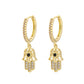 Blue Crystal Evil Eye Dangle Earrings