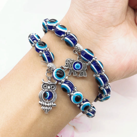 Natural Crystal Evil Eye Bracelet