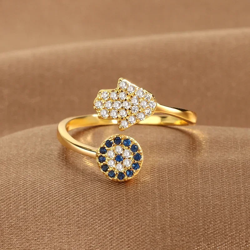 Hamsa Hand Evil Eye Protection Ring
