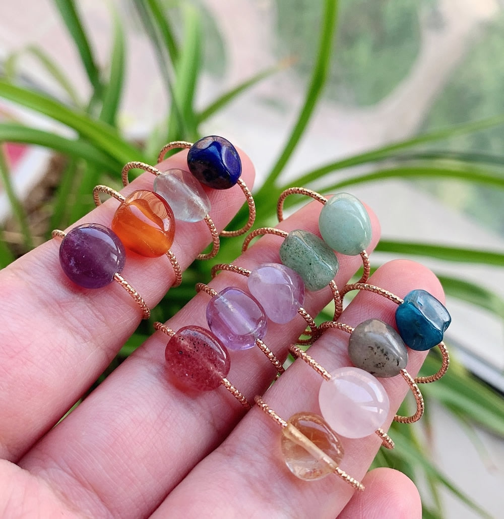 Healing Natural Stone Rings