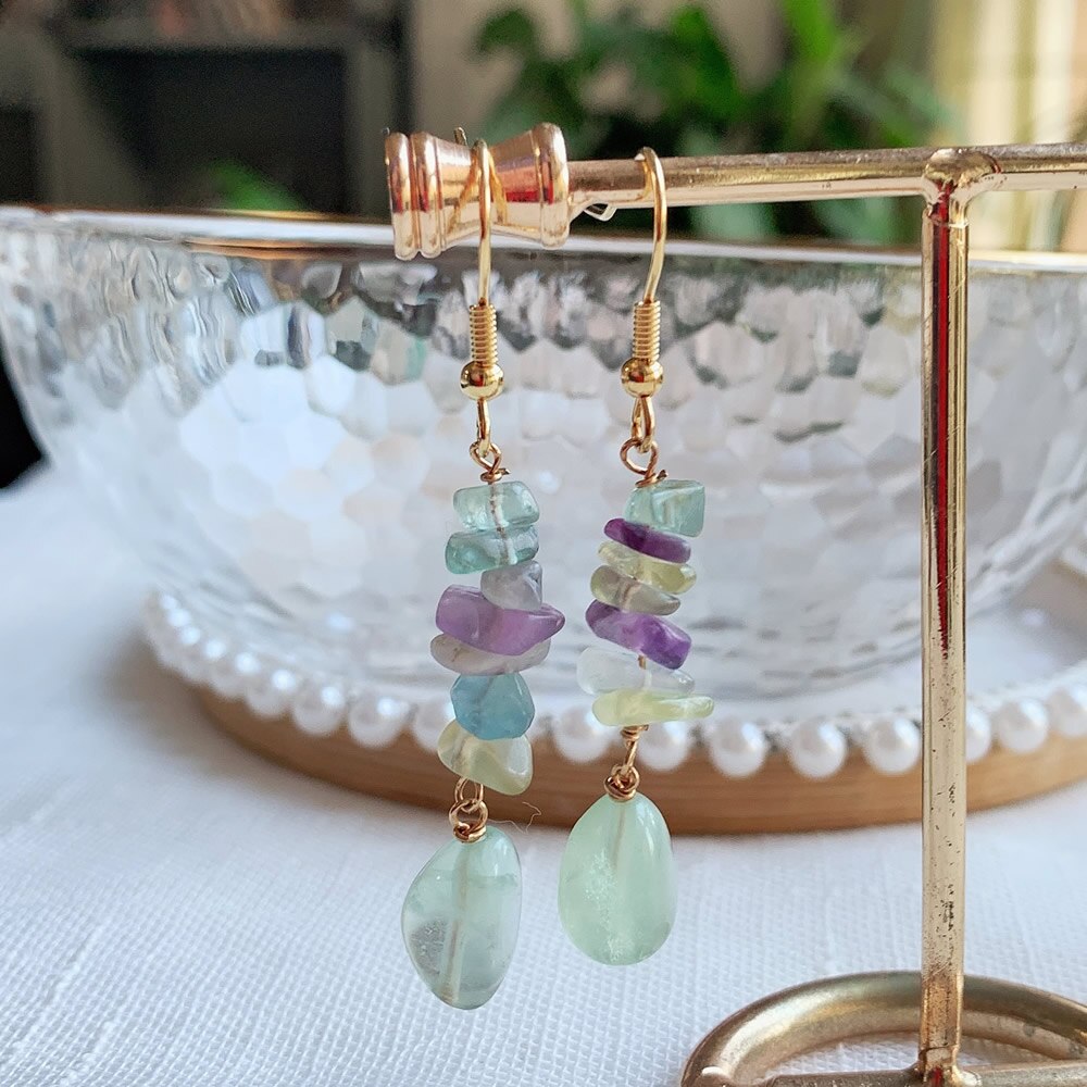 Crystal Chip Stone Earrings