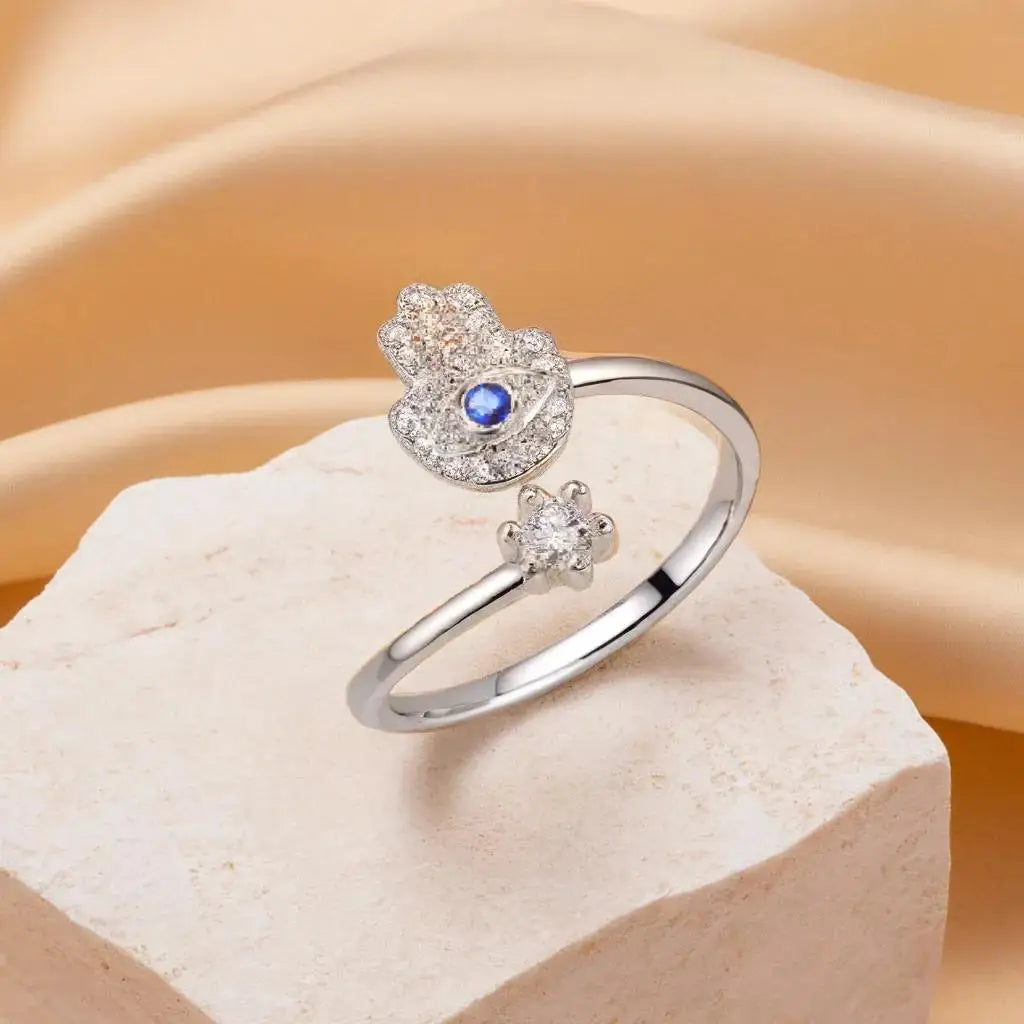 Hamsa Hand Evil Eye Protection Ring