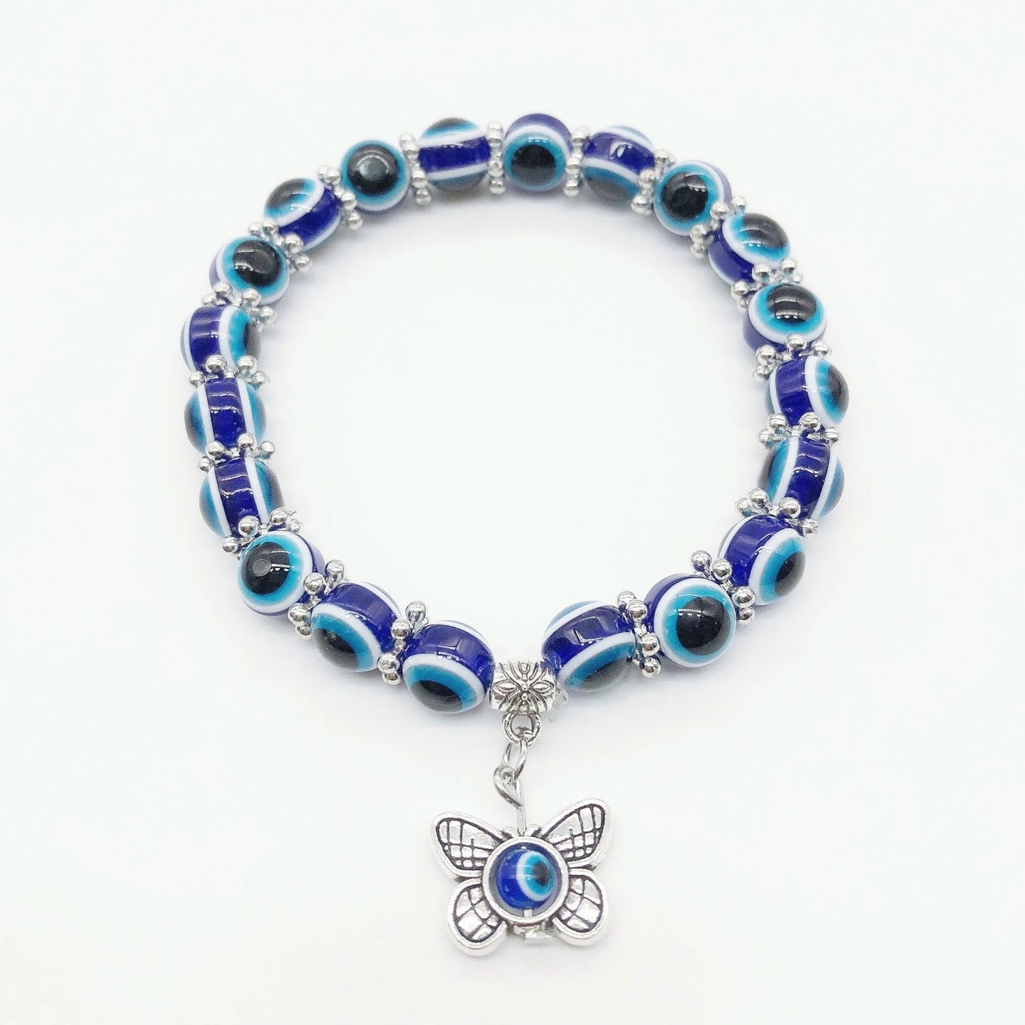 Natural Crystal Evil Eye Bracelet