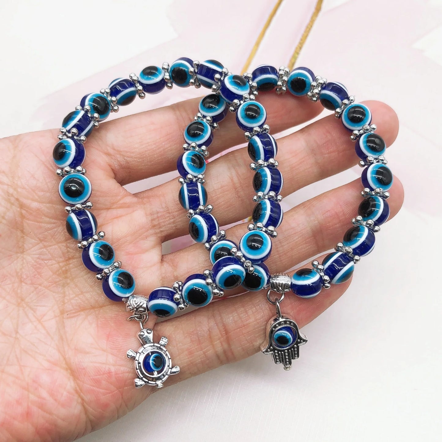 Natural Crystal Evil Eye Bracelet