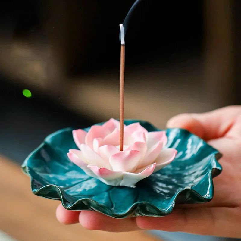 Ceramic Lotus Incense Tray