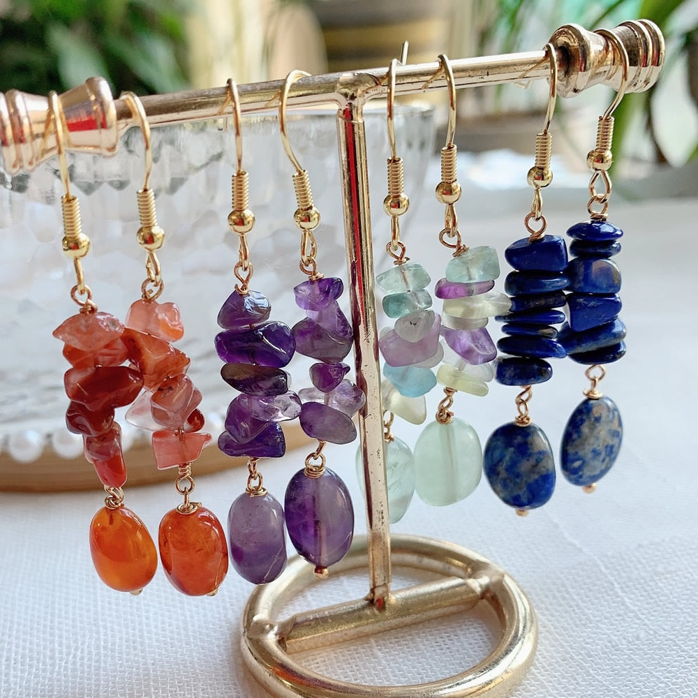 Crystal Chip Stone Earrings